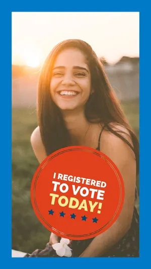 Orange With Smiling Woman Vote Social Post Grassroot Movement Poster