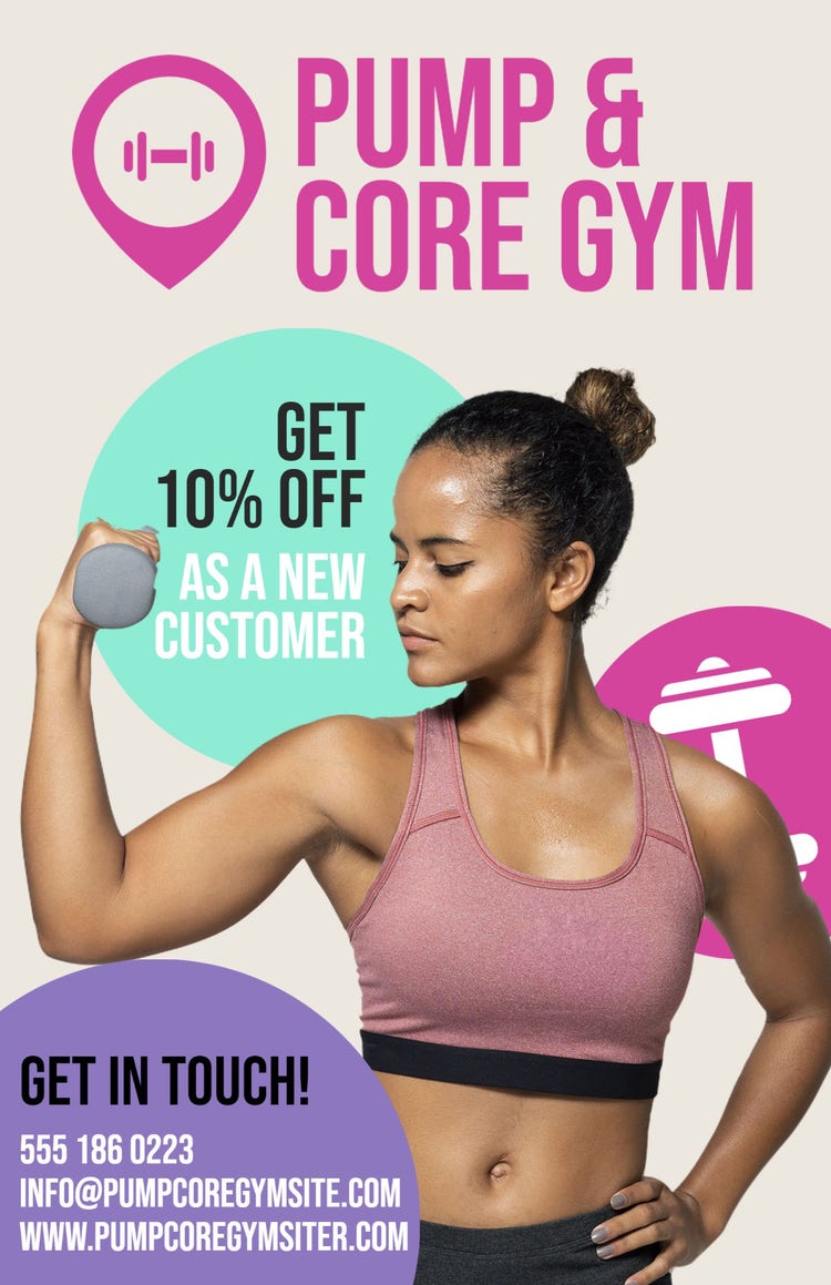 Pink And Beige Gym Ad Poster