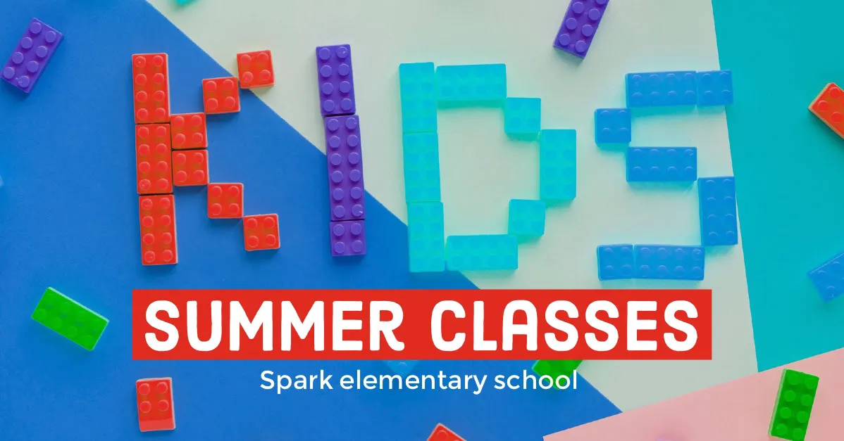 Colorful Elementary School Summer Classes Flyer with Toy Blocks