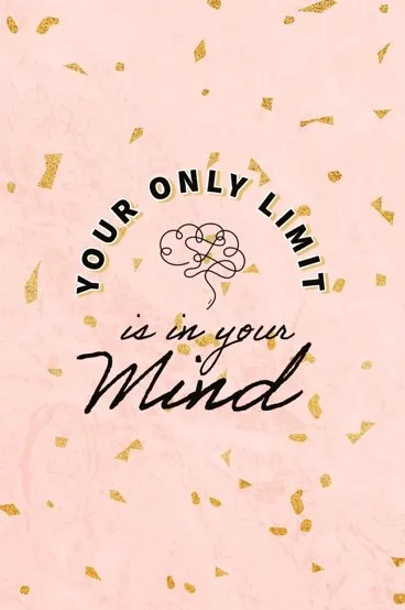 Pink Gold & Black Your Only Limit Is Your Mind Inspirational Quote Pinterest Post