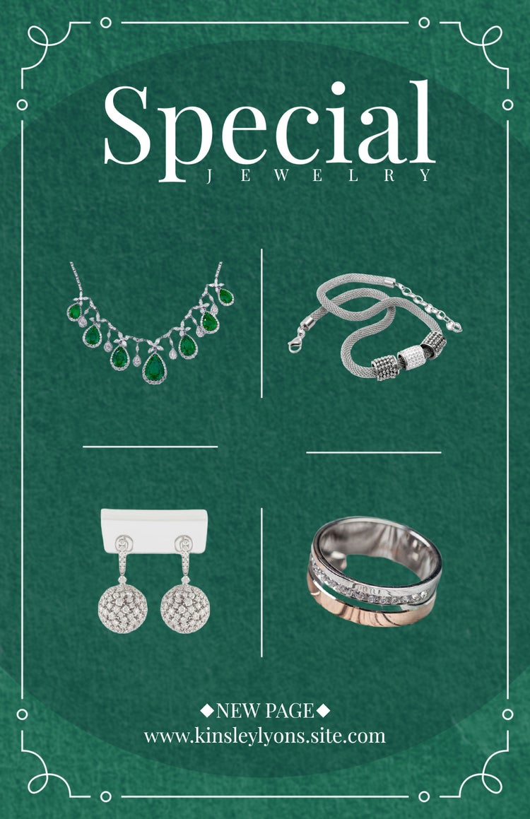 Emerald Green And White Fine Jewelry Website Advertisement Poster