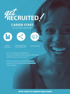 Blue With Smiling Woman Career Poster Career Poster