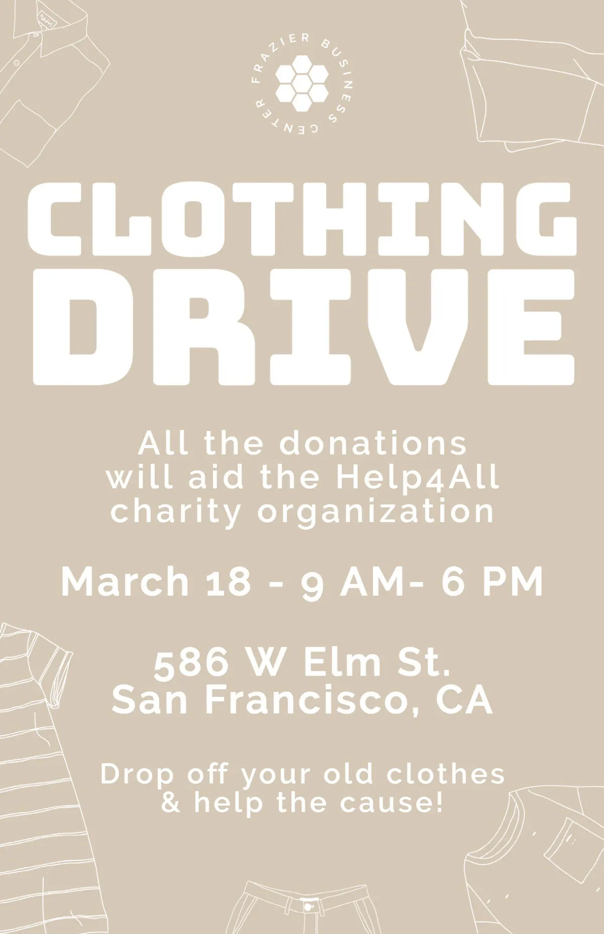 Beige White Clothing Drive Poster