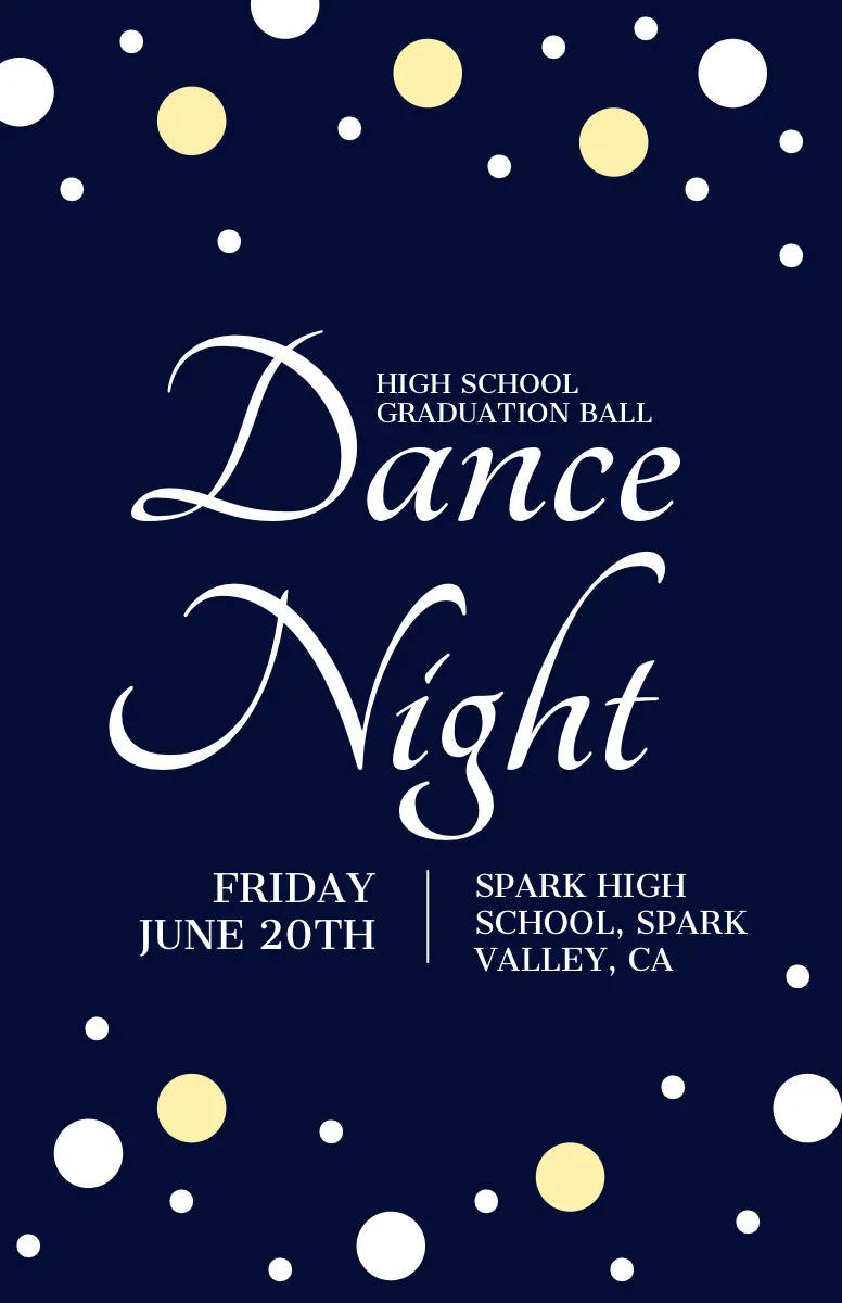 Navy and White Hight School Dance Night Poster