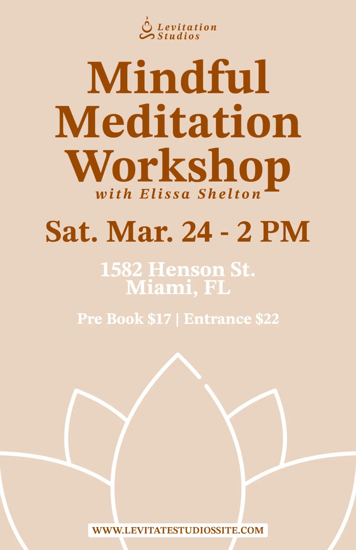 Beige White Lotus Meditation Workshop Poster