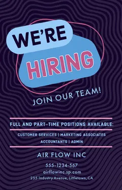 Violet and Blue Hiring Recruitment Poster Now Hiring Poster
