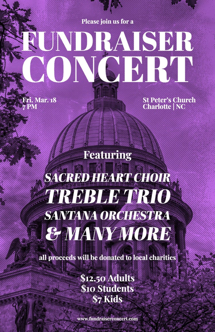 Fundraiser Concert Purple Background Poster