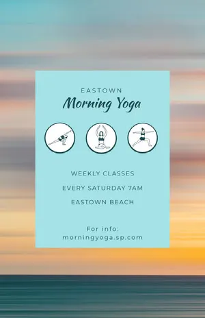 Blue With Sunrise Morning Yoga Flyer  Yoga Poster