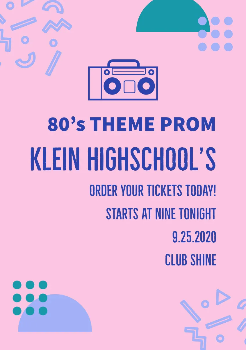 Pink and Blue Prom Poster