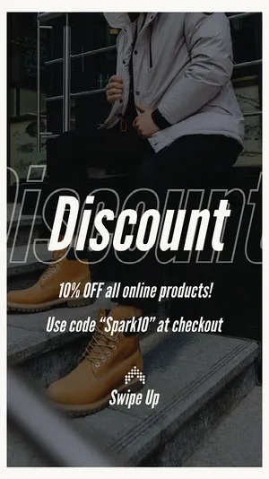 Fashion Store Discount Code Instagram Story Ad with Person in Jacket Images for Instagram Shop