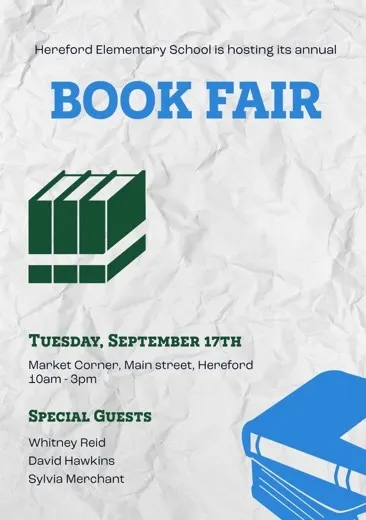 Iteration Blue Green Book Fair Flyer