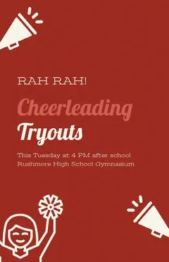 White and Claret Cheerleading Tryouts Poster After School
