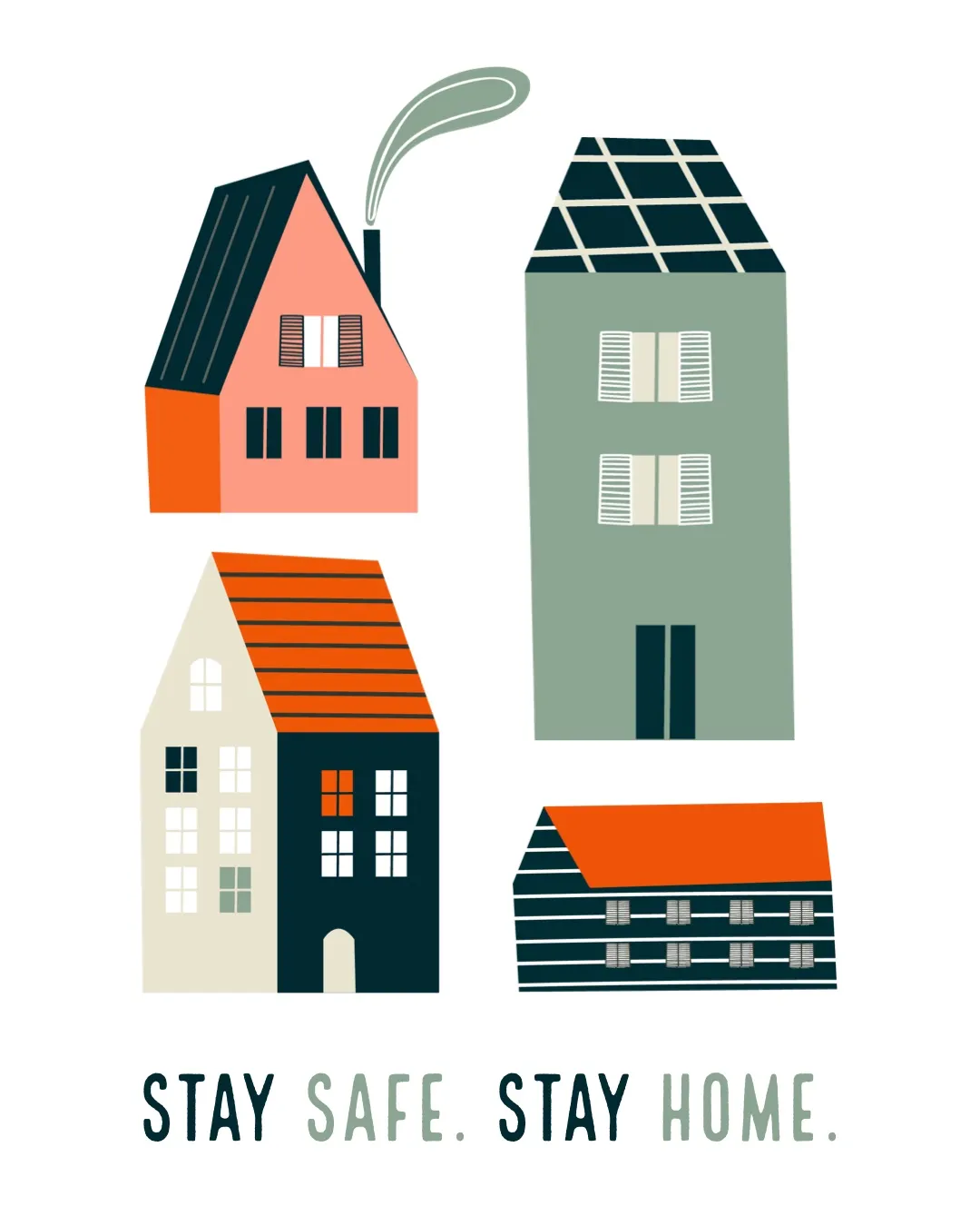 House Illustrations Stay Home during Pandemic Instagram Portrait Graphic