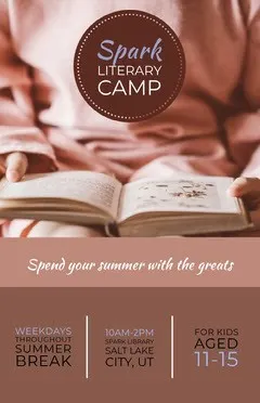 Beige and Brown Literary Camp Poster Summer Camp Poster