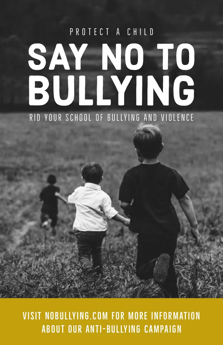 Black and White Say No to Bullying Poster