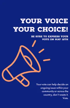 Blue and Orange Megaphone Icon Vote in Election Flyer Election
