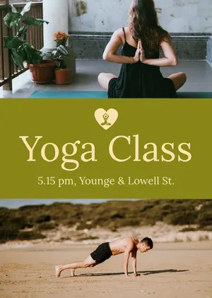 Yellow Yoga Class Flyer with Photos Yoga Poster