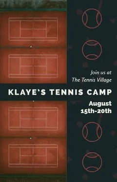 Black and White Tennis Camp Poster Summer Camp Poster