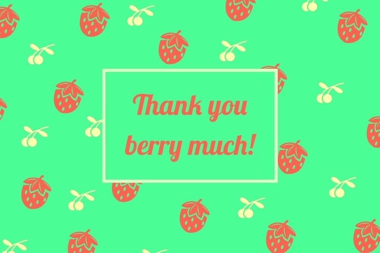 Red and Green Thank You Pun Postcard with Berries