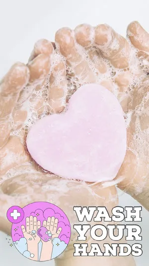 White and Pink Wash Your Hands Snapchat Wash Your Hands Poster