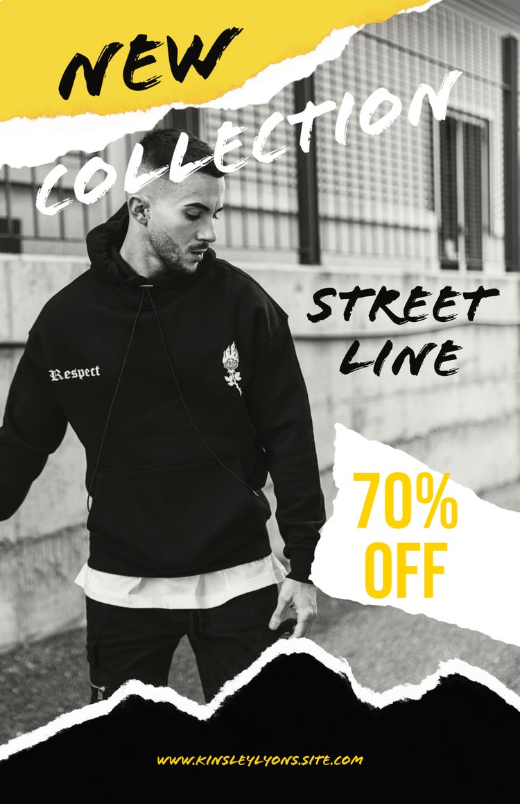 Yellow, Black And White Men's Street Fashion New Collection Grunge Poster