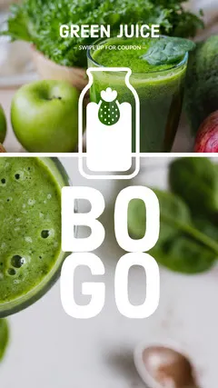 White and Gree, Bright Toned Green Juice Bogo Instagram Story Bogo