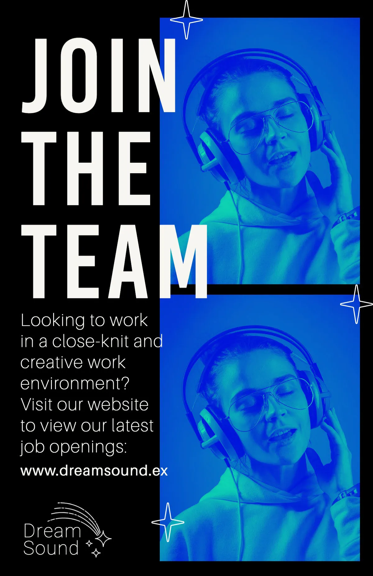 Blue and Black Trendy Job Poster