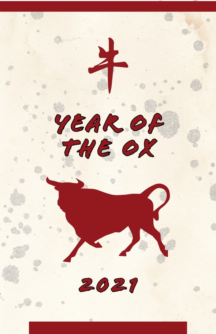 Red and Cream Year of the Ox Poster