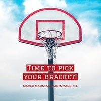 Red and Blue Basketball Season Start Square Ad Instagram Graphic with Hoop Basketball