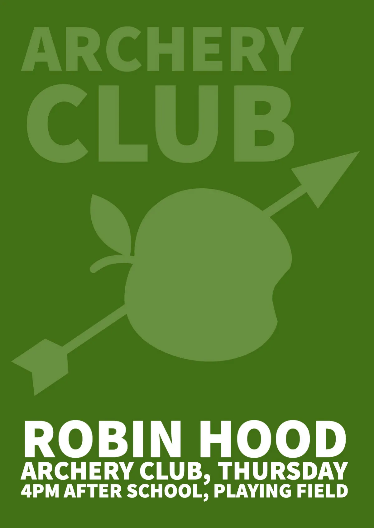 Green & White Graphic Archery Club Robin Hood School Activity Poster