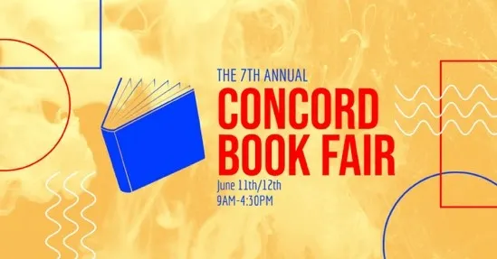 Yellow And Blue Book Fair Facebook Event Cover