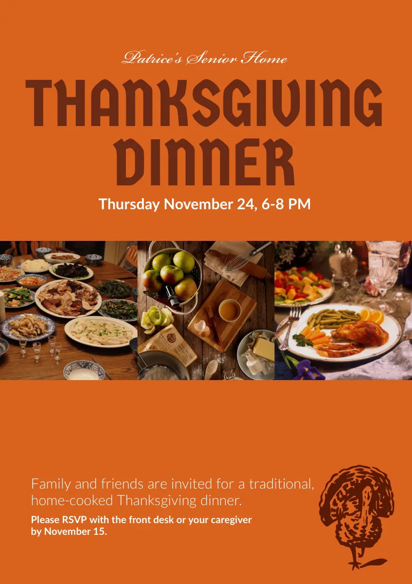 Orange and Warm Toned Collage Thanksgiving Dinner Flyer