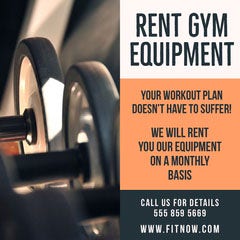 Orange & Navy Gym Equipment Rental Instagram Square Gym