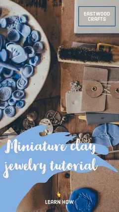 Blue Miniature Clay Jewelry Tutorial Instagram Story Jewelry
