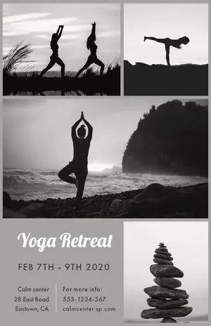 Black and White Yoga Retreat Poster Yoga Poster