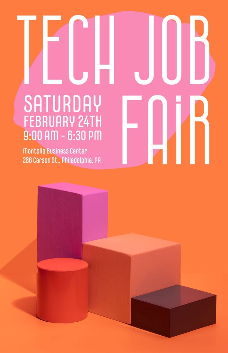 Orange And Pink Job Fair Poster