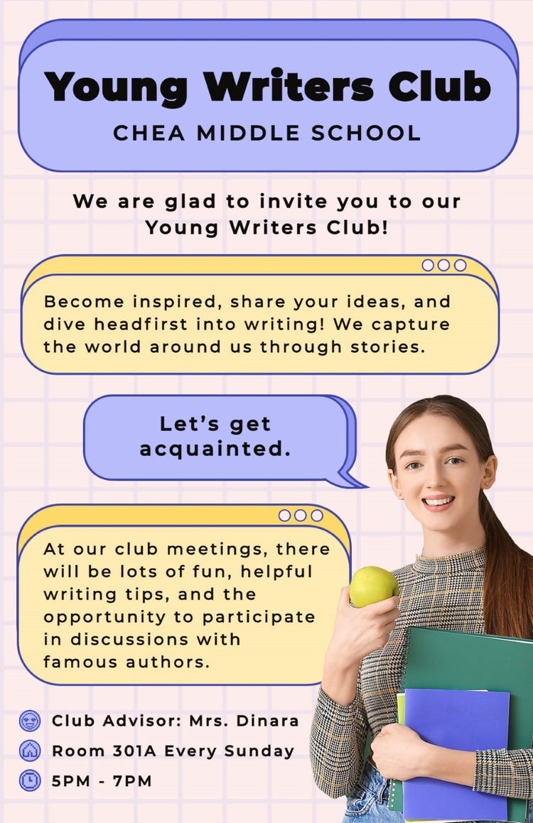 Purple Young Writers Club Humanities Student Poster