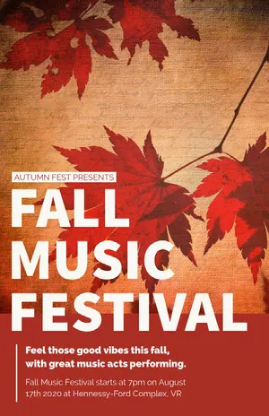 Claret and White Fall Music Festival Poster Music Festival Poster