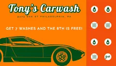 orange retro loyalty card Car Wash