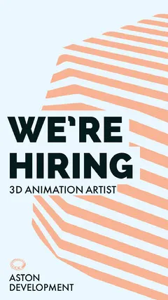 Orange Striped Geometric Shape 3D Animator Open Position Job Instagram Story  Now Hiring Poster