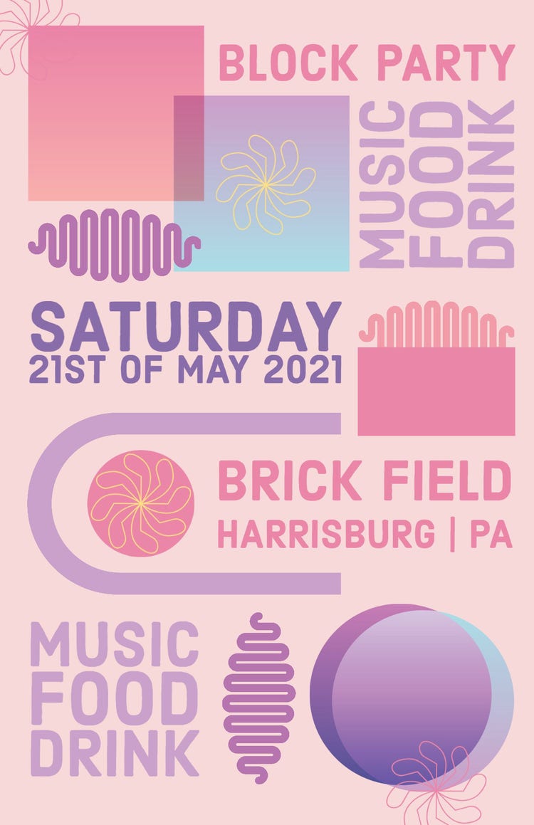 Pink And Purple Block Party Poster