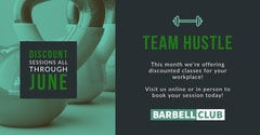 Blue and Green Team Hustle Facebook Cover Gym
