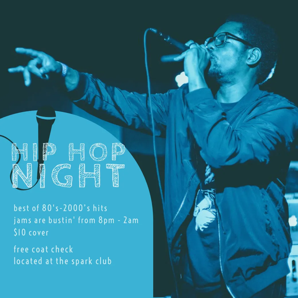 Blue and White Hip Hop Night Flyer