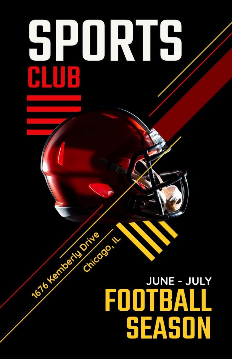 Red And Black American Football Sports Club Poster