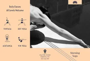 Beige and Black Morning Yoga Brochure Yoga Poster