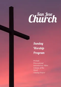 Pink Black and White Worship Program Flyer Church
