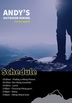 Blue and Yellow Hiking Program Event Program