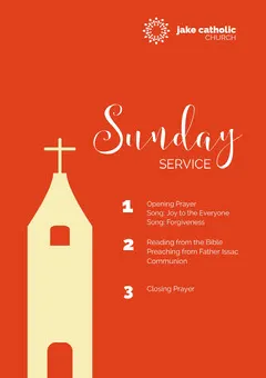 Red and White Sunday Service Flyer Church