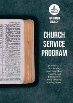Blue and White Church Service Program Flyer Church