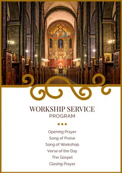 Church Program Flyer with Church Interior Photo Church